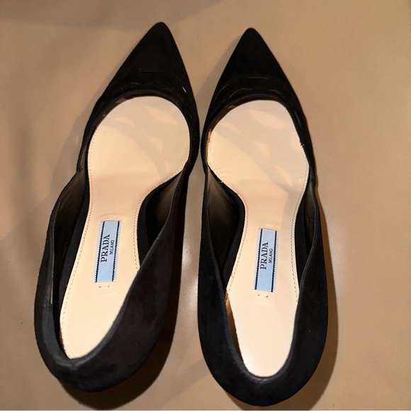 Prada Suede Nero Pointed Pumps Black Suede Wavy Cut 38.5 Kate Middleton’s Style - Picture 10 of 14